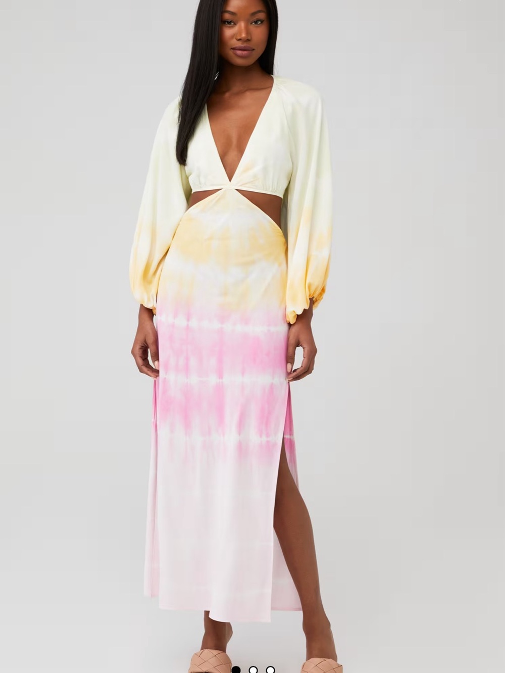 Jen's Pirate Booty Yellow & Pink Tie-Dye Cutout Maxi Dress